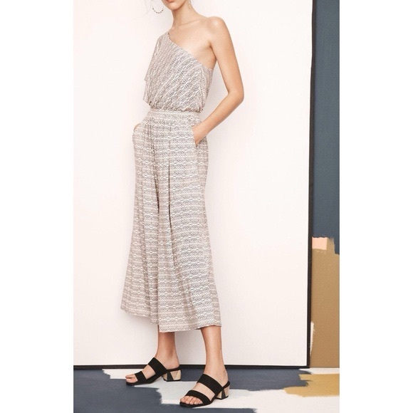 Anthropologie Maeve Jamie Cropped One Shoulder Jumpsuit sz: Large - Picture 2 of 11